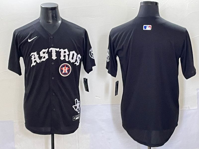 Men 2025 Houston Astros Blank Black Seven generations Joint Name Nike MLB Jersey style 3->houston astros->MLB Jersey
